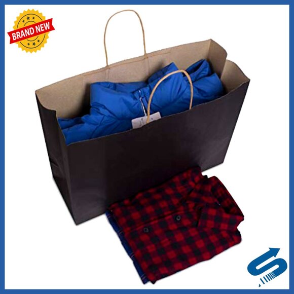 Large Kraft Paper Bags Bulk Recyclable Gift Shopping Retail Party Favor - Picture 4 of 7